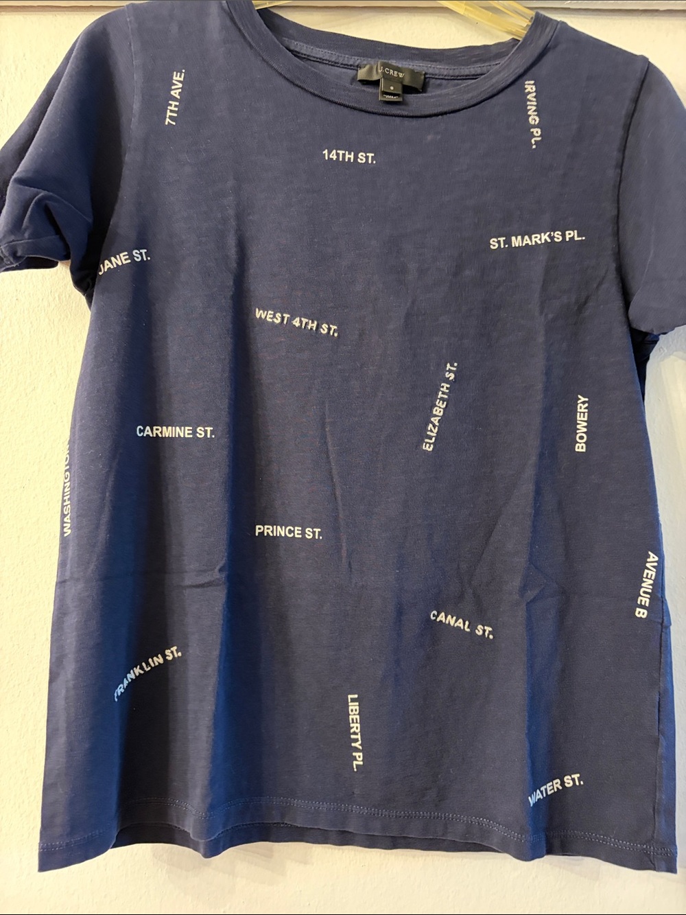 J. Crew Navy Tee with White Street-Name Print
